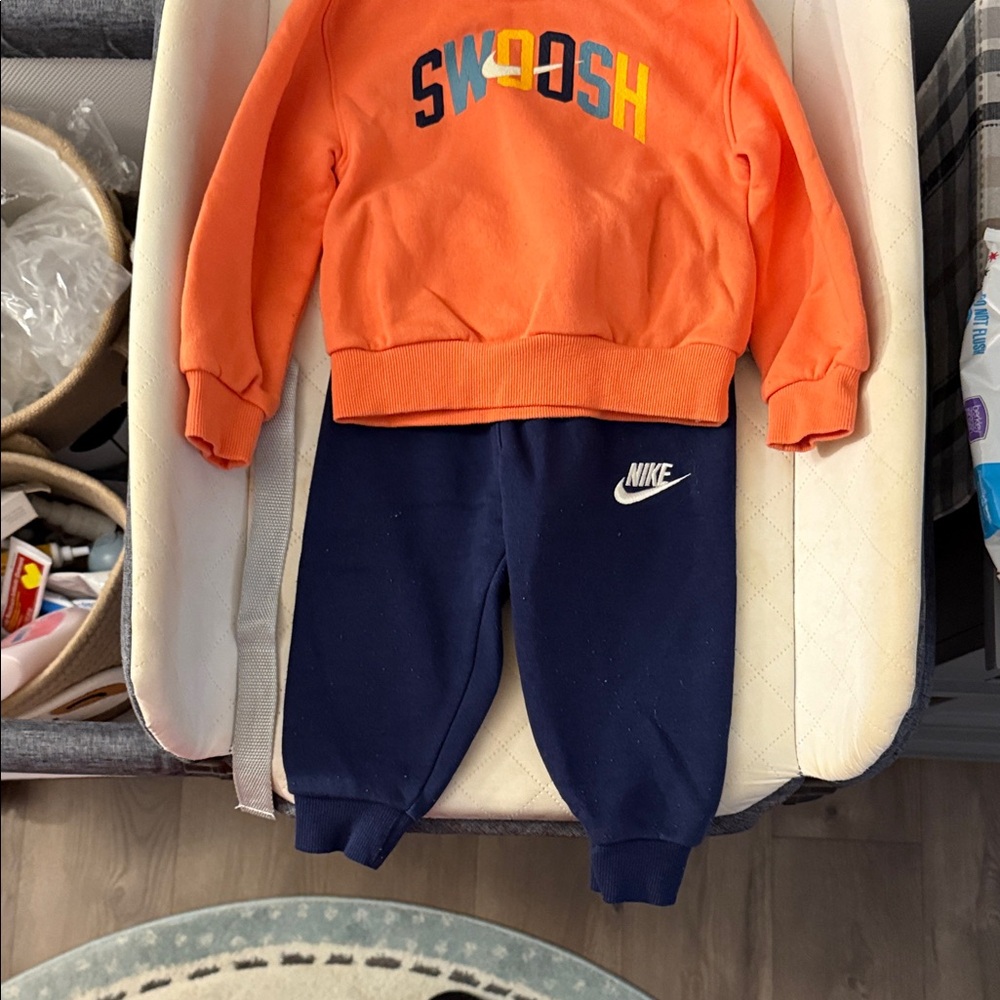 Nike Kids Orange Sweatshirt and Navy Joggers